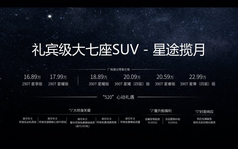 16.89万元起 中国品牌大七座SUV新标杆 星途揽月官宣上市