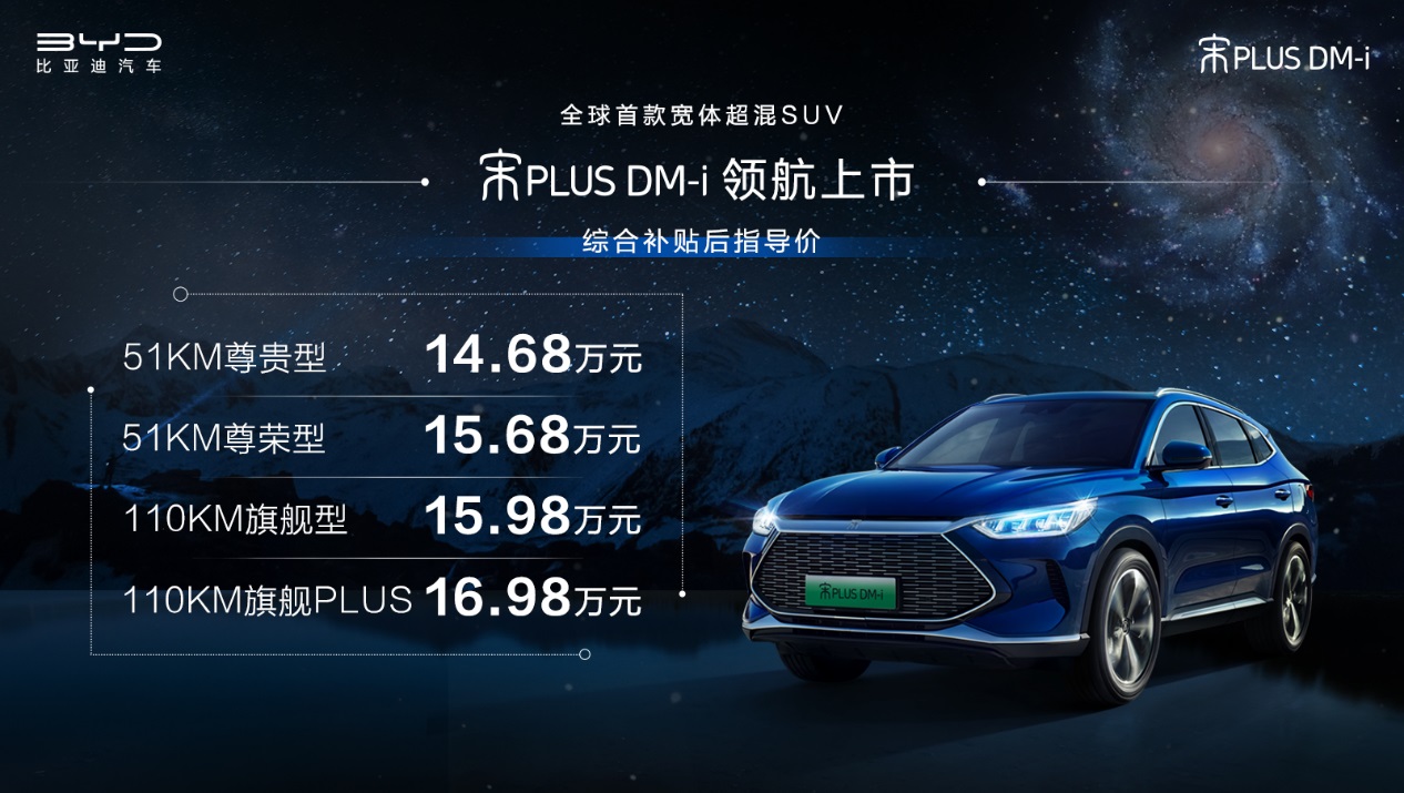 入门即高配,款款皆超值 宋PLUS DM-i引领SUV新时代!