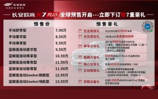 优质之选！长安欧尚X7PLUS预售7.99万-13.59万，推7重当红豪礼