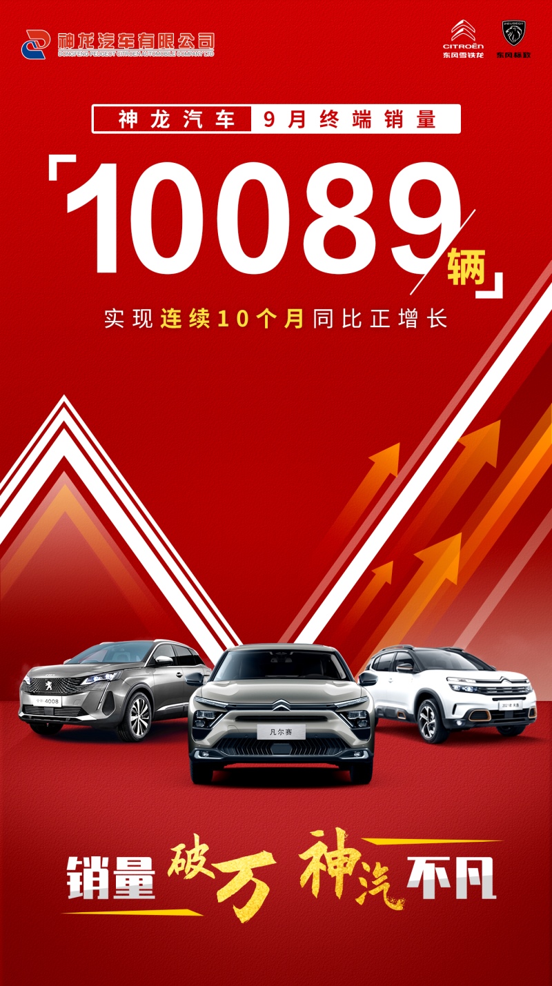 神龙汽车：9月终端销量破万，1-9月累计销量达62008辆