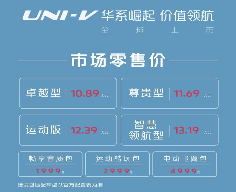 开启“V大航程”长安UNI-V正式上市,售价10.89-13.19万元