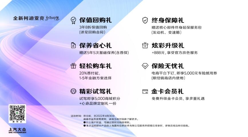 售价18.69万元-24.39万元 3年8折保值回购 斯柯达全新柯迪亚克启售