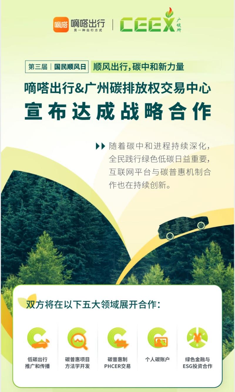 “蓝多多计划”迈出关键一步 嘀嗒出行将与广州碳排放权交易所推进顺风车碳普惠