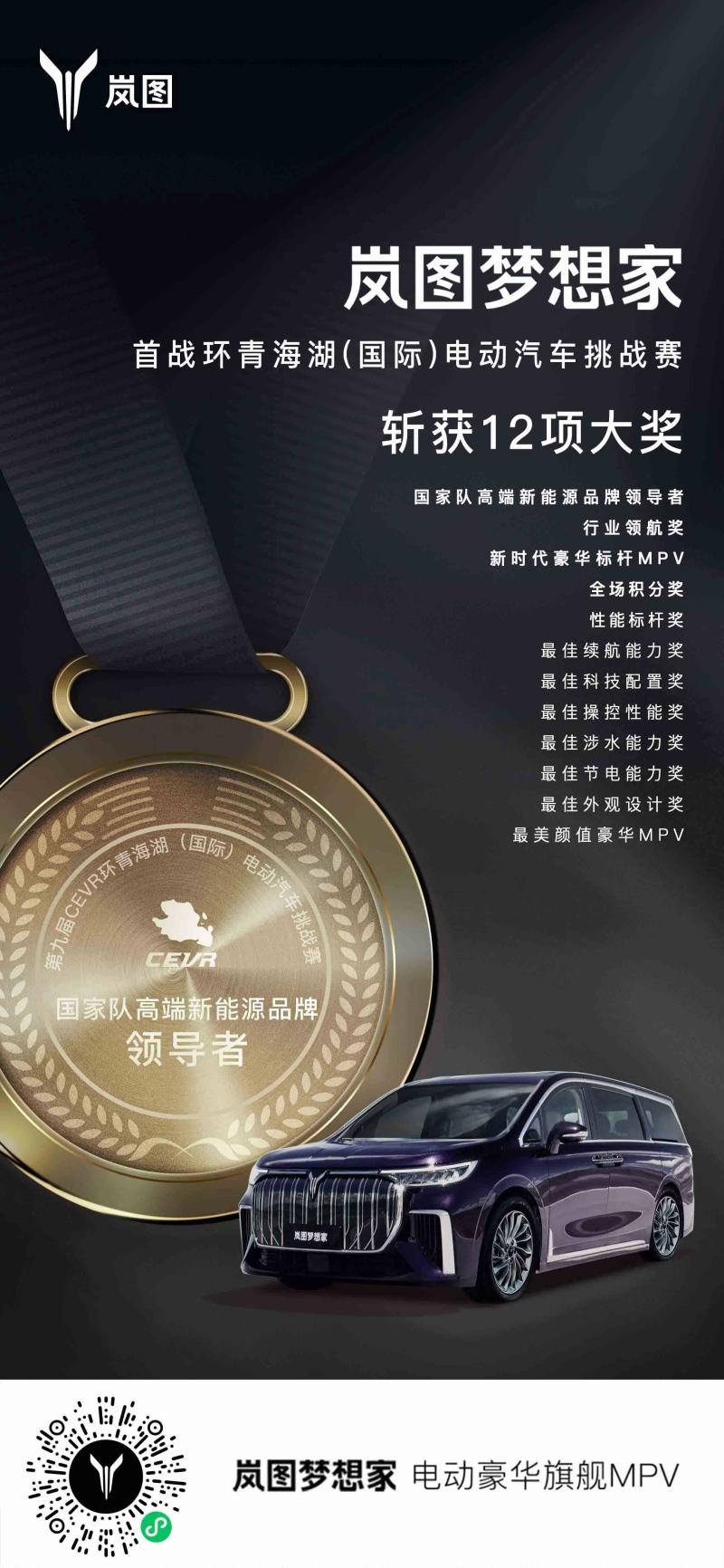 “电动豪华旗舰MPV”岚图梦想家首战环青海湖(国际)电动汽车挑战赛 斩获12项大奖