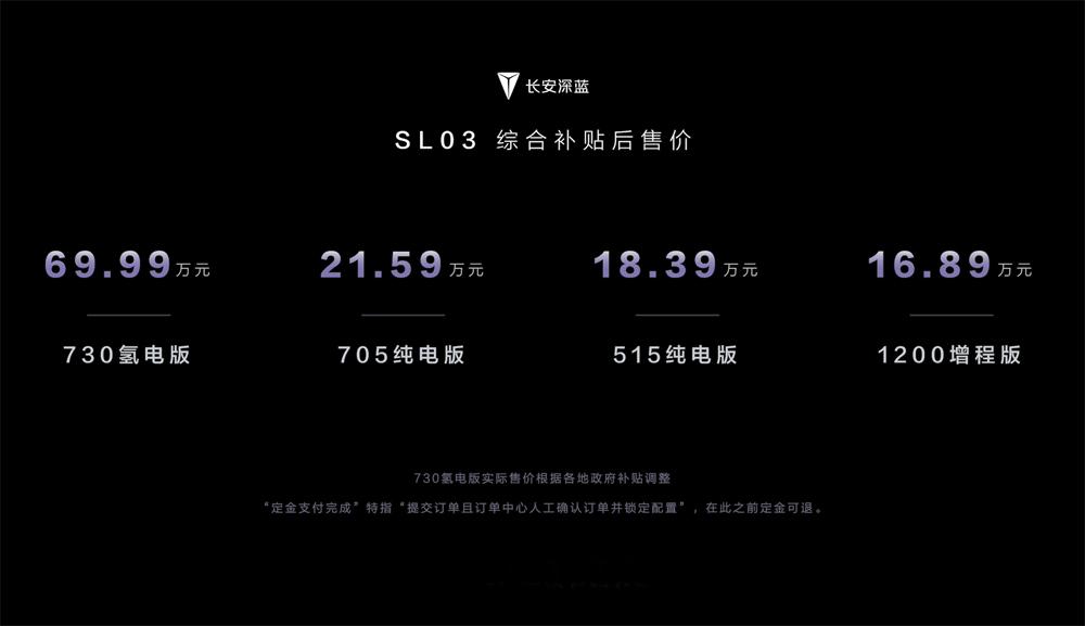 新能源波澜再起，长安深蓝SL03硬核上市，氢电版售价69.99万