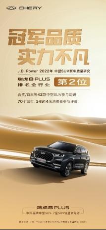 J.D. Power榜单出炉 瑞虎8 PLUS新车质量斩获同级亚军