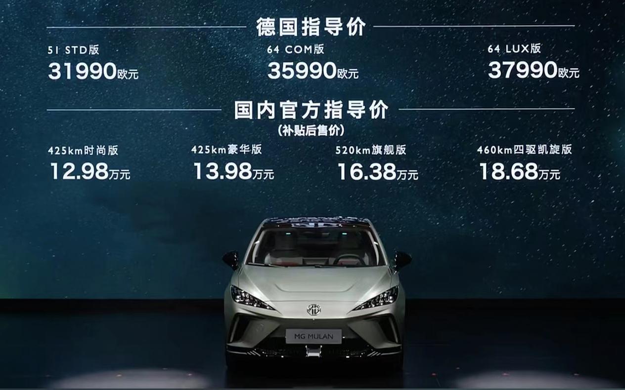 MG MULAN价格公布,或将成为比亚迪前进路上的绊脚石!