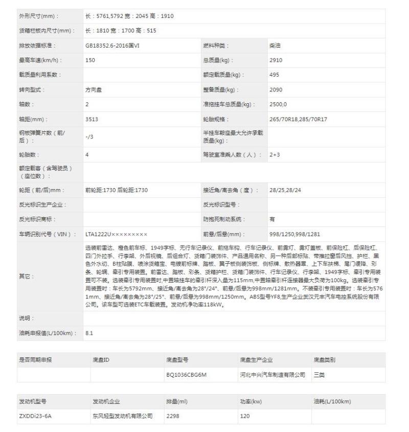 中兴1949柴油自动挡即将上市