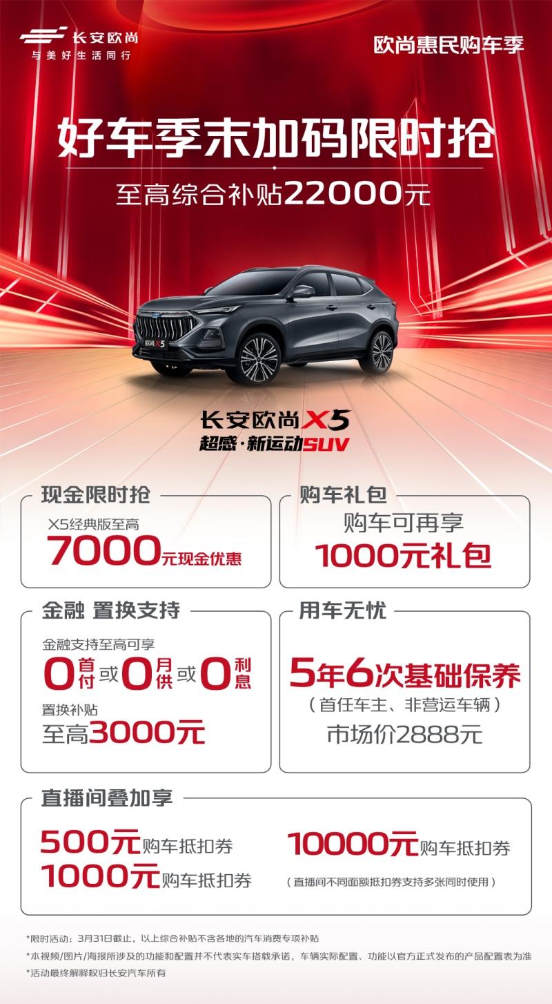 最佳时机来了！欧尚好车最高优惠35000元