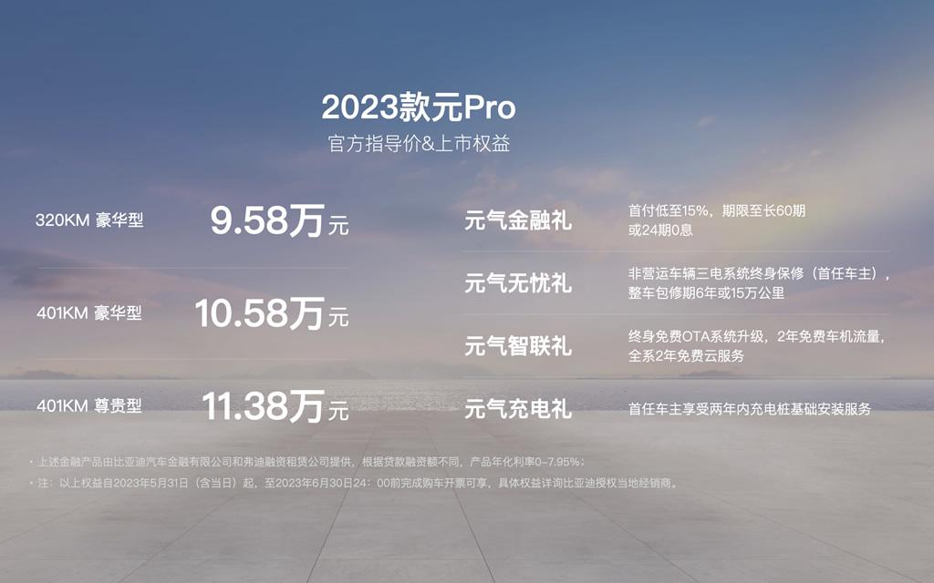 杀疯了！2023款元Pro上市9.58万元起，比预售低4000-6000元