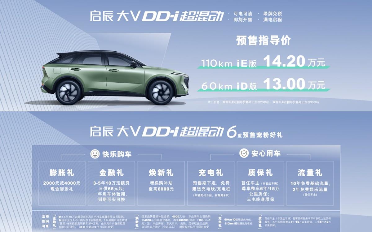 插电混动版启辰大V预售13万元起,两款车型该怎么选?