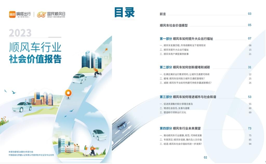 2023 国民顺风日 嘀嗒出行发布《2023顺风车行业社会价值报告》