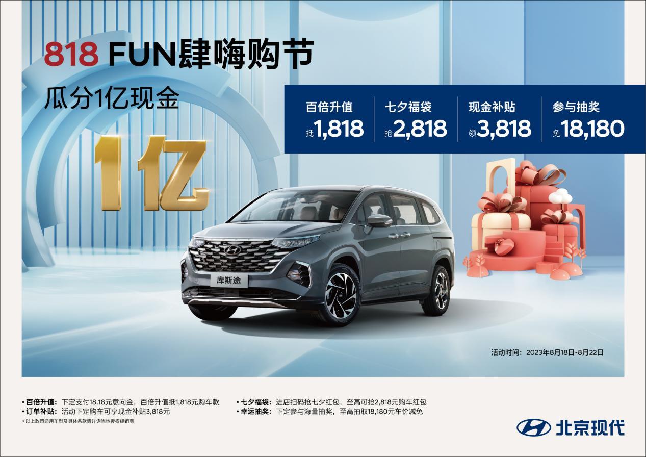 1亿现金等你来瓜分!北京现代818 FUN肆嗨购节正式开启