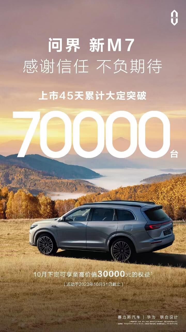 福利与保障的结合,问界新M7新营销促大定50天破80000台!