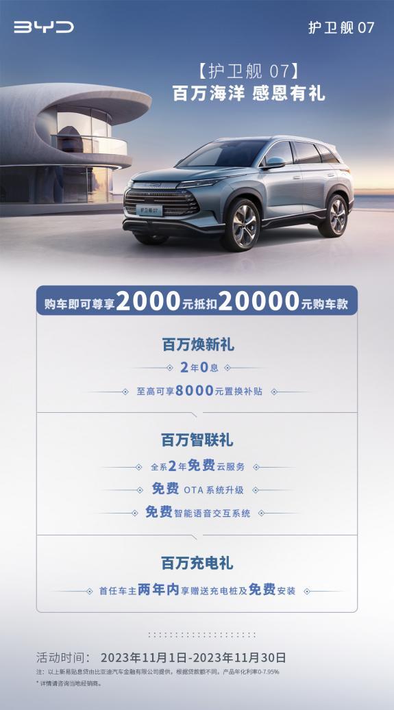 百万海洋,好礼来袭,比亚迪护卫舰07尊享18000元购车优惠