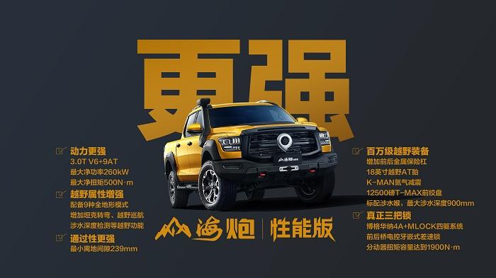 更大!更强!更豪华!更好玩!大型高性能豪华皮卡山海炮性能版上市 售价27.98万元