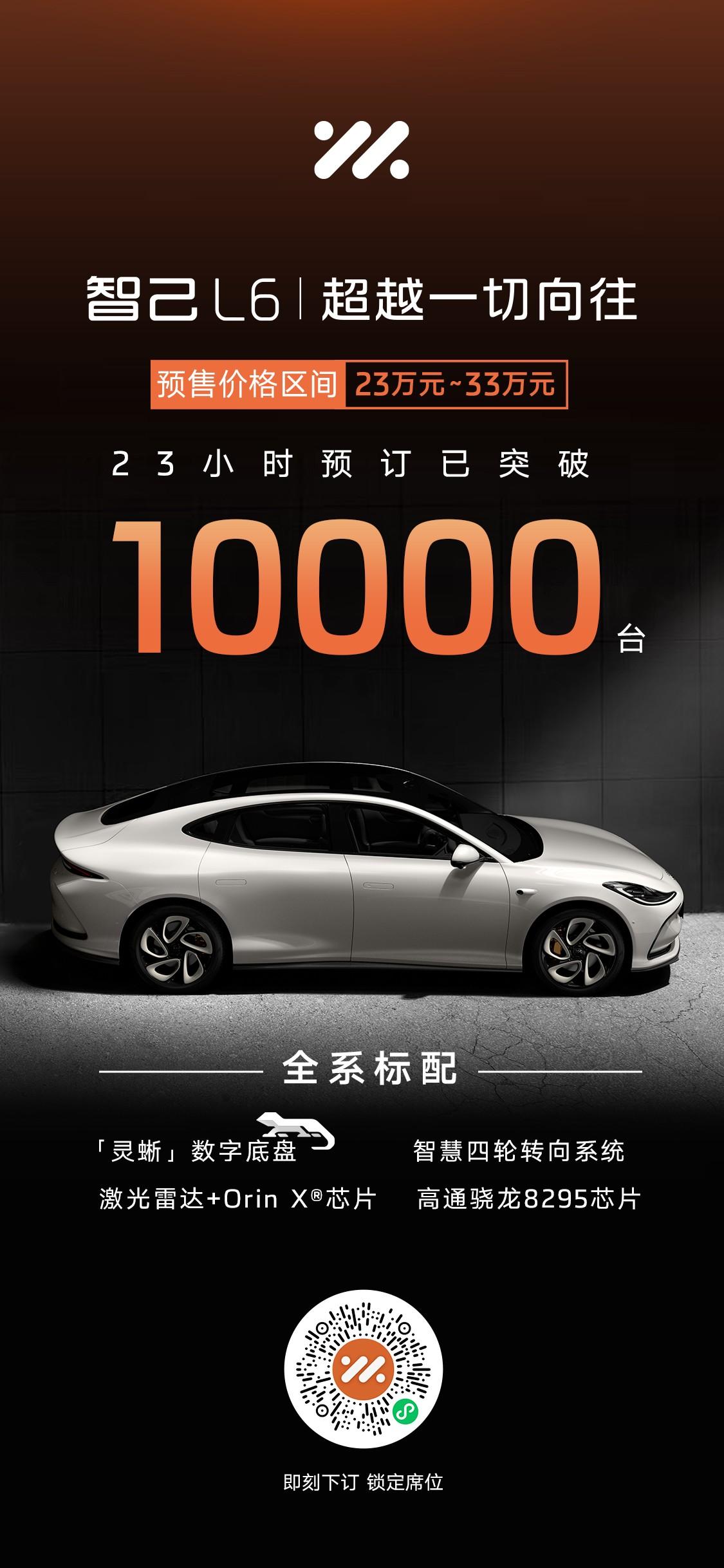 智己L6预售23小时,订单突破10,000台!