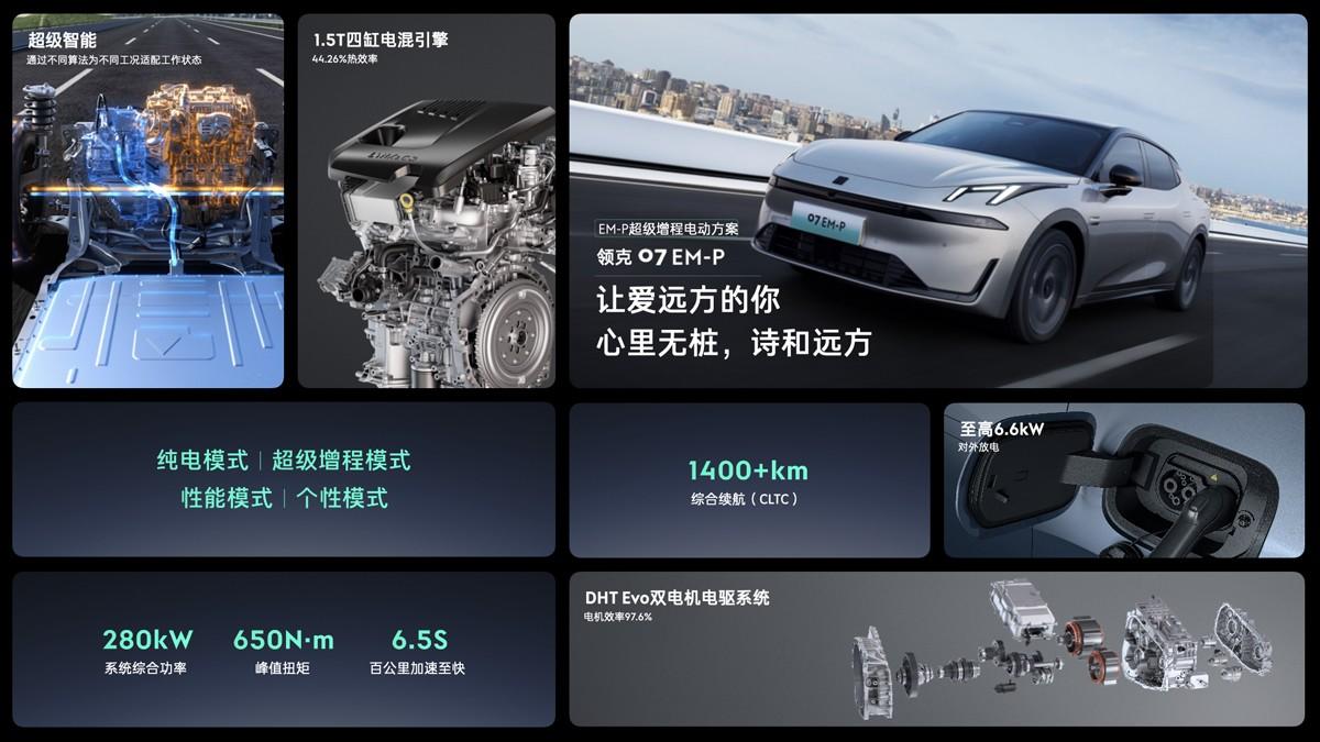豪华智享超电轿车 领克07 EM-P上市 16.98万-18.98万