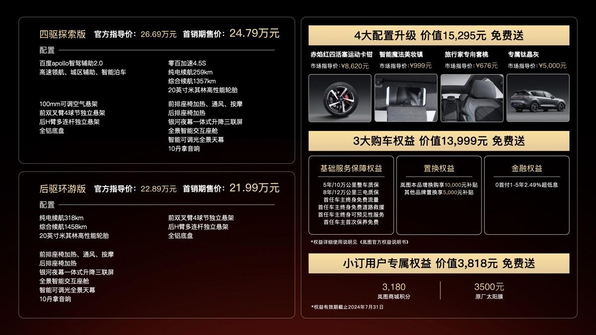 岚图FREE 318正式上市 推后驱环游版限时售价21.99万起！