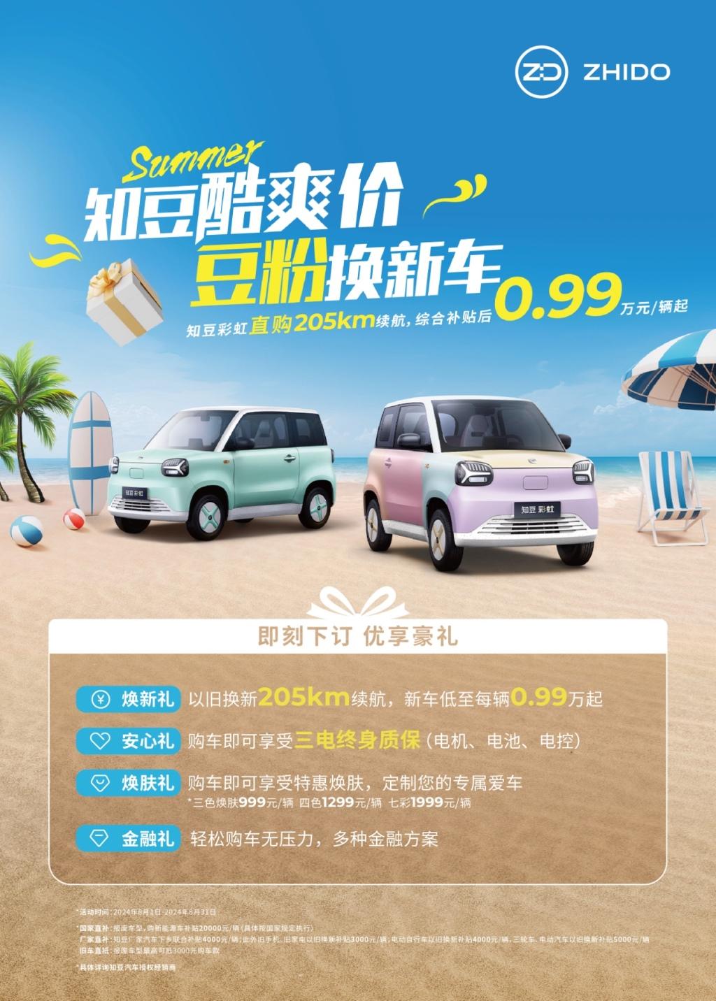 酷爽价0.99万元起,知豆彩虹引领微型电动汽车迈入千元时代