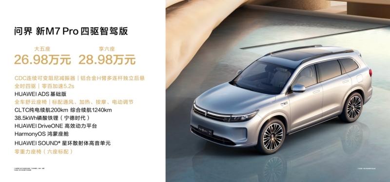 问界新M7 Pro售24.98万起正式上市,搭载HUAWEI ADS基础版