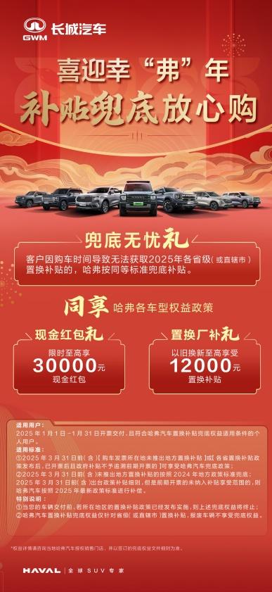 哈弗品牌补贴兜底破局 2025 购车困境,喜迎幸“弗”年