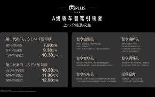第二代秦PLUS智驾版7.98万起，A级家轿亦可享高阶智驾