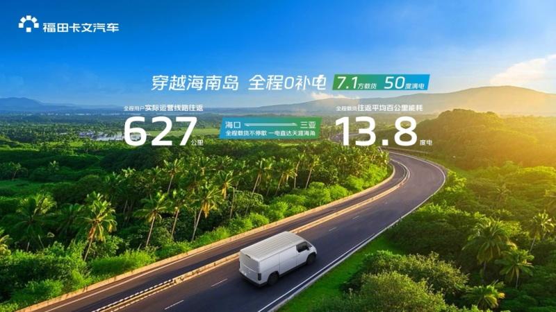 挑战成功|穿越海南岛，直达0补电！福田卡文乐福实现600KM+单日往返海口-三亚