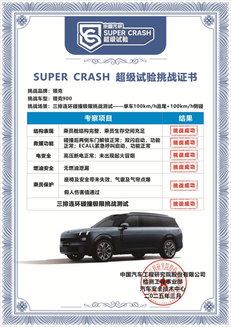 中国首次双百时速“超标准”极限碰撞测试,领克900刷新三排安全标准
