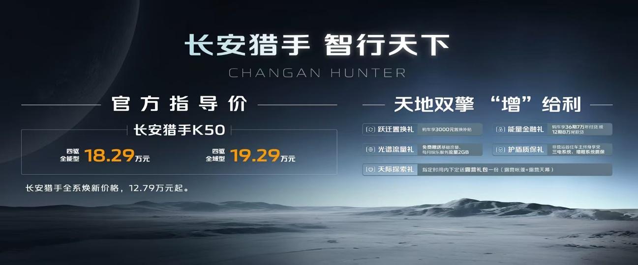 长安猎手全系12.79万元起,全球首款超级大增程数智皮卡长安猎手K50上市
