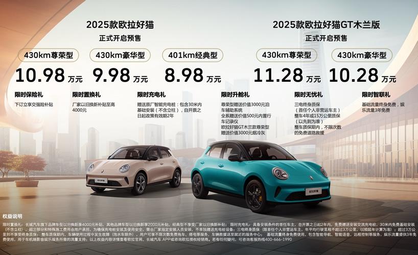以经典造就精品 2025款欧拉好猫8.98万元开启预售!