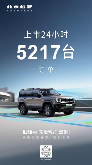 BJ40增程元境智行上市即热销！24小时订单达5217台