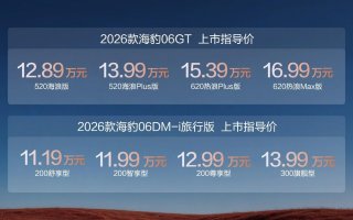 比亚迪2026款海豹06GT、海豹06DM-i旅行版双车齐发，售价11.19-16.99万元